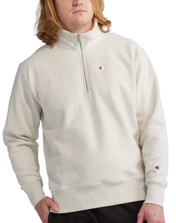 Champion Sweatshirt Heren - Grijs - Reverse Weave 1/4 Zip Embroidered C Logo ( 146508-CDF )